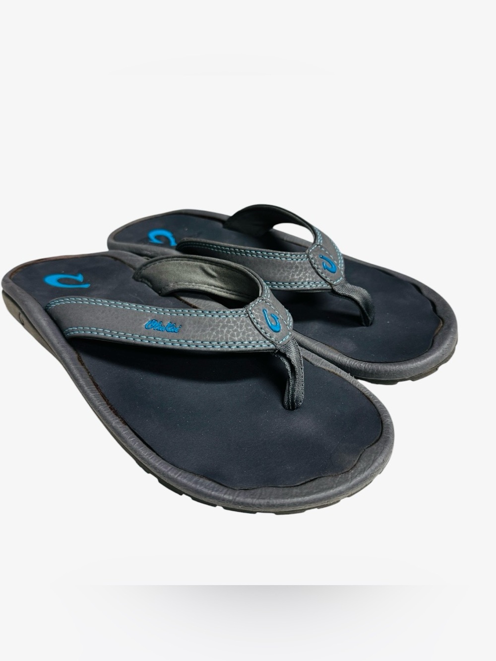 Olukai Kids Gray/Blue  Flip Flop Sandals Size 6 
(See measurements)